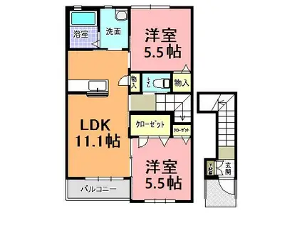 グランバル(2LDK/2階)の間取り写真