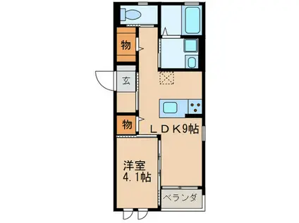 WITH HEIM山之手(1LDK/1階)の間取り写真