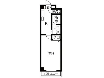 ル・ポミエ(1K/3階)の間取り写真