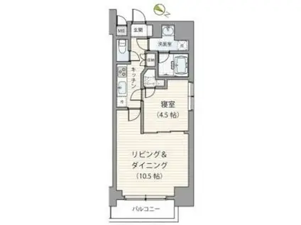 ミェーレ日本橋(1LDK/9階)の間取り写真