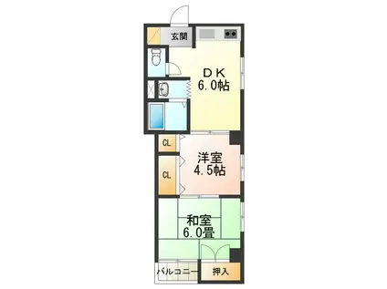 和光第6ハイツ(2DK/3階)の間取り写真