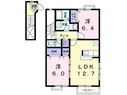 スターブル(2LDK/2階)の間取り写真