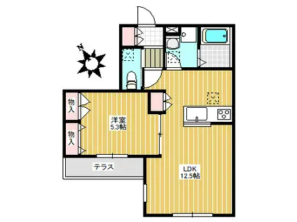 スカイラークシャトー(1LDK/1階)の間取り写真