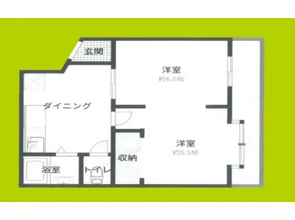 新淀ハイム(2DK/5階)の間取り写真