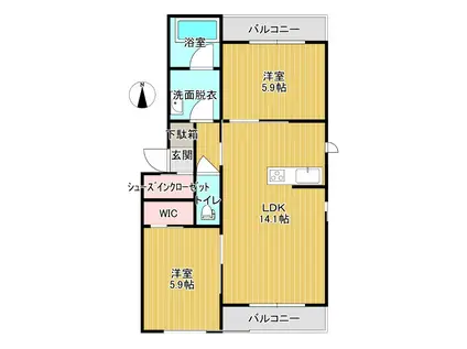 エスポワール鶴見(2LDK/2階)の間取り写真