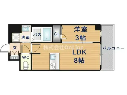 プレサンス新深江ディレット(1LDK/10階)の間取り写真