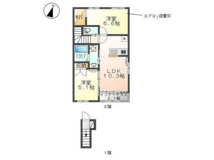 スターパレットIII(2LDK/2階)の間取り写真