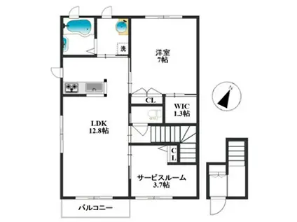 PICTRUN用賀(1SLDK/2階)の間取り写真