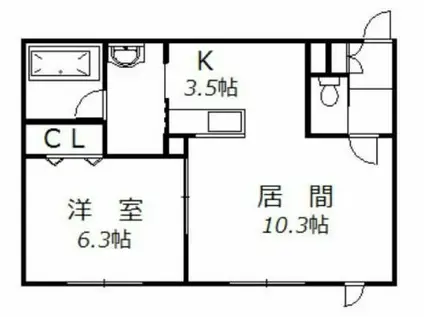 神楽4・12エコワンハウス(1LDK/2階)の間取り写真
