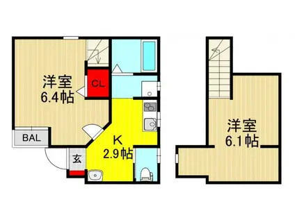 LIBERTA前上町(1K/1階)の間取り写真