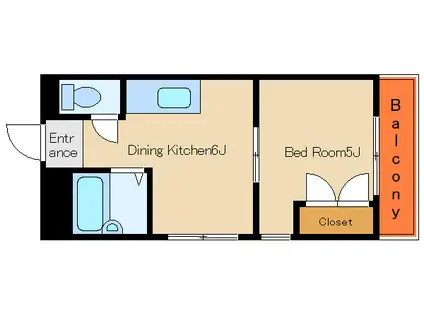 ハイツ長畑 小型犬猫1匹可(1DK/4階)の間取り写真