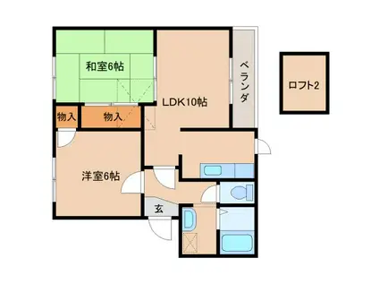 ウィステリアB棟(2LDK/2階)の間取り写真
