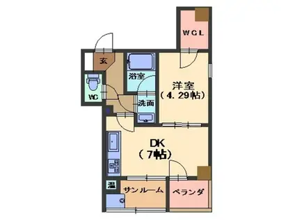 OWL武蔵(1DK/6階)の間取り写真