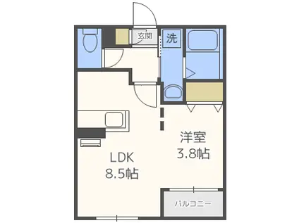 BRANCHE西新(1LDK/4階)の間取り写真