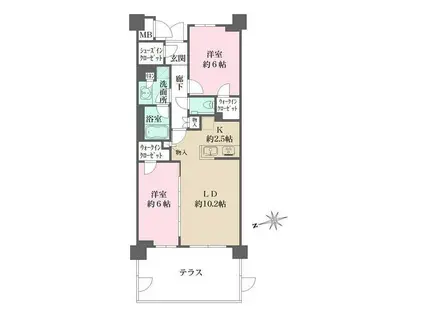 パークグレイス荻窪(2LDK/1階)の間取り写真