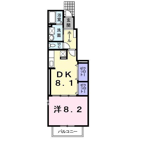 グリュック ハオス(1DK/1階)の間取り写真