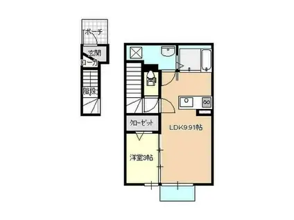 HOME3号棟(1LDK/2階)の間取り写真