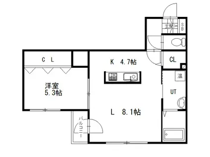 SUNMARINA(1LDK/2階)の間取り写真