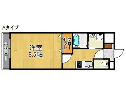 ベル・ローズ(1K/1階)の間取り写真