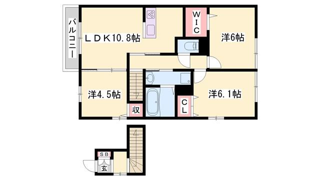 フローラ(3LDK/2階)の間取り写真