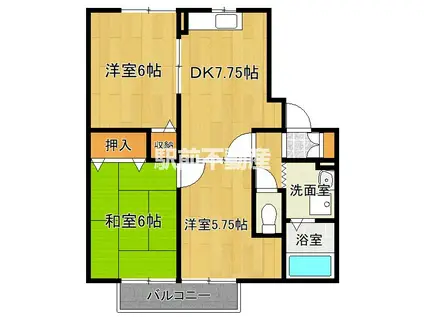 ハーモニーレジデンスA(3DK/2階)の間取り写真