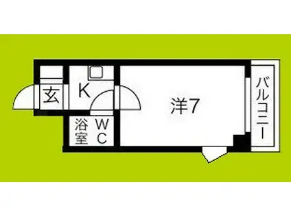 カプコン北田辺マンション(1K/6階)の間取り写真