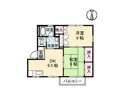 フレグランス瀬戸見A棟(2DK/1階)の間取り写真