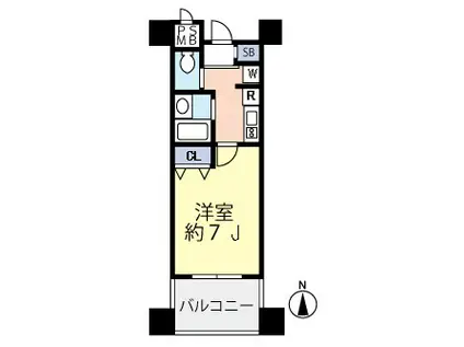 グランヴァン東品川(1K/4階)の間取り写真