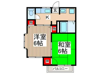 アムールメゾン(2K/2階)の間取り写真