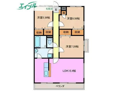 ソレイユ3(3LDK/2階)の間取り写真