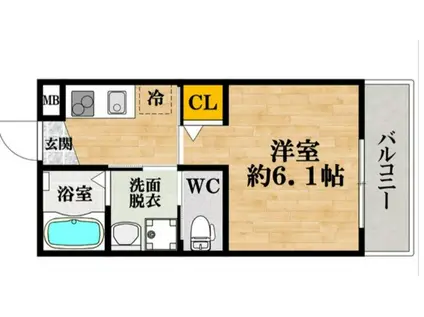 エム・ステージ勝山II(1K/3階)の間取り写真