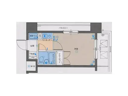 パレ・ドール月島(1K/2階)の間取り写真