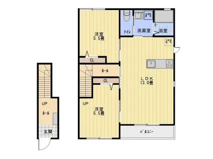 ESCOFFIERイースト(2LDK/2階)の間取り写真