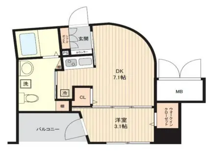 アドバンス西梅田IVエール(1DK/10階)の間取り写真