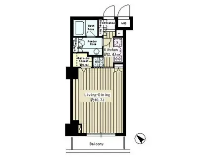 パークルージュ赤坂檜町(ワンルーム/3階)の間取り写真