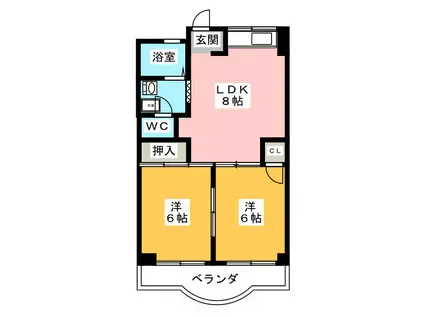 ファミール上松(2LDK/2階)の間取り写真
