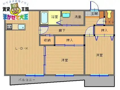 クレールF・K(2LDK/2階)の間取り写真