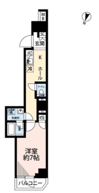プレール・ドゥーク池上II(1K/8階)の間取り写真