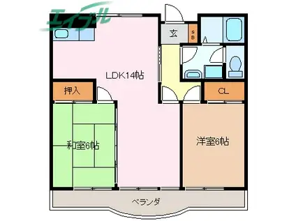 ユーレジデンス・サンスター(2LDK/5階)の間取り写真