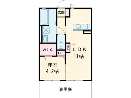 SUNFIT行事(1LDK/1階)の間取り写真