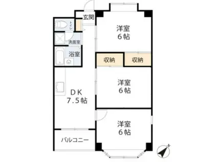 ニューブライトマンション(3DK/3階)の間取り写真