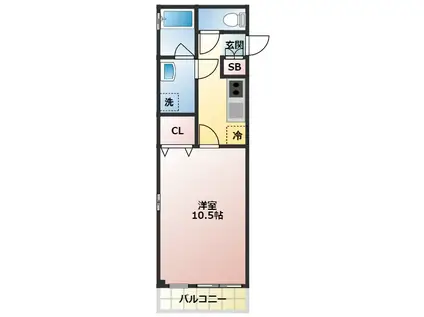 OCEANO(1K/3階)の間取り写真