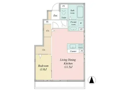 ベルテB(1LDK/1階)の間取り写真