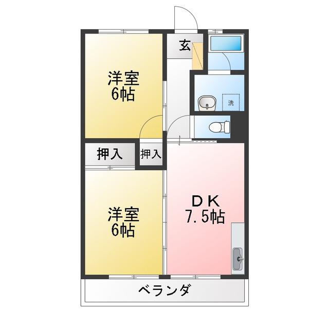コーポさいとう(2DK/4階)の間取り写真