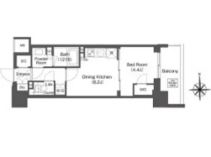 コンフォリア東新宿(1DK/5階)の間取り写真