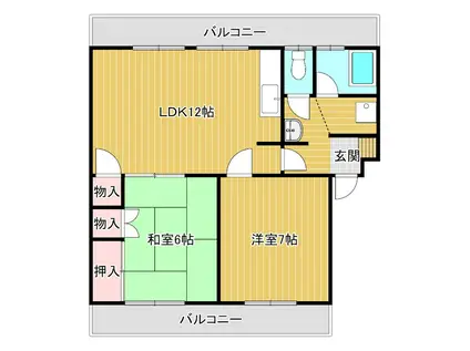 河西マンション(2LDK/1階)の間取り写真