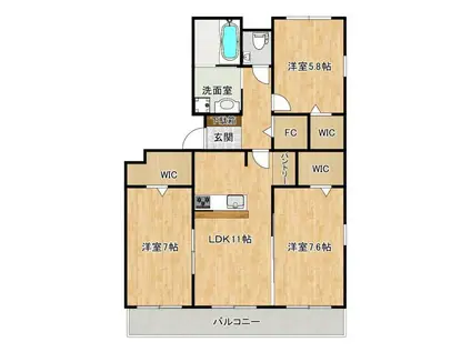 クロノス55東野(3LDK/2階)の間取り写真