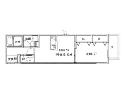 メゾンクレール壺川I(1LDK/2階)の間取り写真
