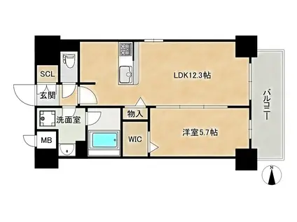 PLUSGRAND新神戸(1LDK/9階)の間取り写真