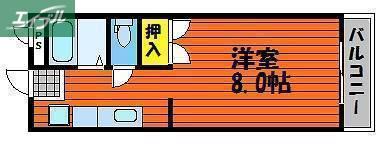 ワタナベマンション(1K/1階)の間取り写真